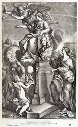Frontispício da obra de Bianchini sobre Vénus (c.1727) - in "Les terres du ciel" de Camille Flammarion, ed. Marpon  Flammarion, Paris