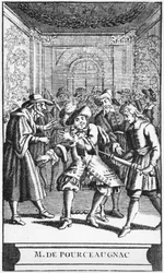 Ilustração do frontispício de Monsieur de Pourceaugnac por Moliere, c.1669