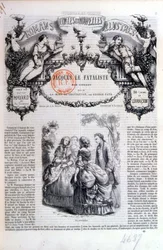 Frontispício de uma coleção de romances e histórias com Jacques le Fataliste por Diderot, publicado em Paris em 1849