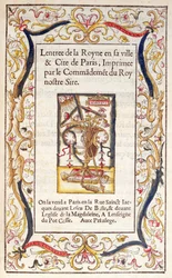 Frontispício de um livro sobre a entrada de Marguerite de Navarra (1492-1549) em Paris em 1531
