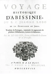Frontispício da tradução francesa de Voyage to Abyssinia por Jeronimo Lobo (c.1596-1678) publicado em 1728