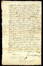 Contrato de comércio de peles entre Francois Francoeur e quatro voyageurs para transporte de mercadorias e compra de beaverpelts em Michilimackinac e Chicago, 1692 (ver também 332318)