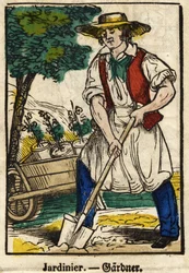 Jardineiro; Série sobre o comércio, imagem de Epinal do século XIX.