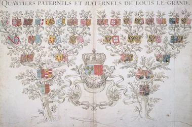 Genealogia de Luís XIV (1638-1715) que mostra o seu direito à coroa de França, 1643