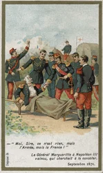 General Jean Auguste Margueritte ferido fatalmente durante a Batalha de Sedan em 2 de setembro