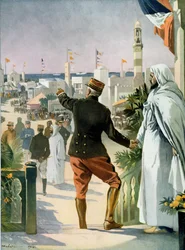Vista geral da exposição franco-marroquina em Casablanca, do Le Monde Illustre, 22 de abril de 1916