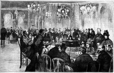 Vista geral da sala de jogos do casino de Monte Carlo (Monte-Carlo). Gravação no "Le Monde Illustré".