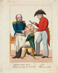 Cavalheiros, o que usam para rapar a minha barba? Barbeador inglês, senhor.