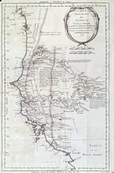 Mapa geográfico do Senegal a partir de um Atlas de Philippe Buache (1700-1773) 1756 Paris, museu de história natural