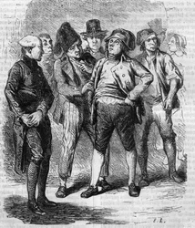 Goriot foi presidente da sua secção durante a Revolução. Gravura de meados do século XIX. Ilustração para "O Pai Goriot" de Honore de Balzac (1799-1850).