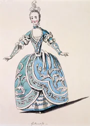 Traje grego para o coro em Scanderbeg, fac-símile de A.Guillaumot fils, 1763 (gravura colorida à mão)
