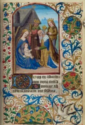 H - L-3-3 fol. 66r Adoração dos Magos, do Livro das Horas, Uso de Paris, meados do século 15