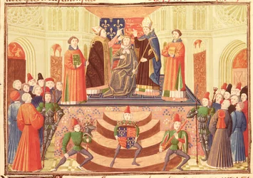 Harl 4380 f.186v A coroação de Henrique IV (1367-1413), das Crónicas de Froissart, vol. IV