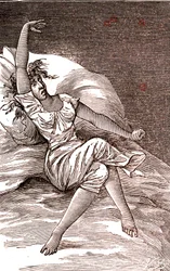 Dores de cabeça, melancolia e histeria, ansiedade. 1887 (gravura)