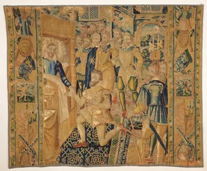 Henri III (1551-89) de Valois dando as insígnias de poder a Henri III (1553-1610) de Bourbon