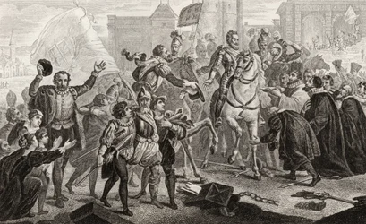 Henri IV (1553-1610) entra em Paris em 1594, de &39;Histoire de France&39; por Colart, publicado em 1840