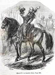 Henri IV (1553 - 1610) na Batalha de Ivry (14/03/1590) - no "Histoire de France" de L.-P. Anquetil
