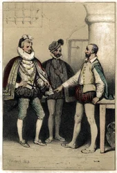 Henrique III (1551-1589), Rei de França, em visita a Bernard Palissy, ceramista, preso na Bastilha. em "Scenes de la vie d