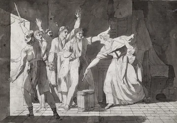 Heroísmo de uma mulher enfrentando ladrões da Vendéia, tendo ganho o controle de Saint-Mithier, 1793 (ver também 217884)