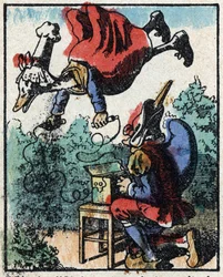 História da Dra. Pulcinella (Polichinelle). Gravura em madeira de Imaging Pellerin - Epinal, sd. Final do século XIX.