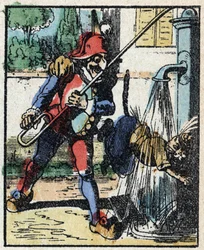 História da Dra. Pulcinella (Polichinelle). Gravura em madeira de Imaging Pellerin - Epinal, sd. Final do século XIX.