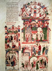 História da vida do Rei Salomão Página da Bíblia de Noéilles (ou Bíblia de Sant Pere de Roda ou de Saint Pierre de Rodas) Paris do século X ou XI, B.N.