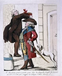 Honore Gabriel (Honore-Gabriel) Riqueti, Conde de Mirabeau (1749-1791) usando o chapéu da aristocracia pelo Abade Maury prepara-se para partir para Aachen, no final do século XVIII.