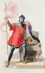 Hugues I Capet (941-996), rei da França, de Plutarco, de E.Mennechet, 1835 (cor gravura)