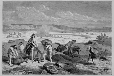 Caça ao guanaco (Lama selvagem) e ao nandou (ou avestruz patagônica) na Argentina - em "Tour du Monde", 2ª semana 1861