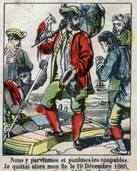 Ilustração para o Livro de Daniel Defoe (De foe) "Robinson Crusoe". Imagens epinais do final do século XIX.