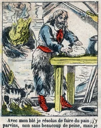 Ilustração para o Livro de Daniel Defoe (De foe) "Robinson Crusoe". Imagens epinais do final do século XIX.