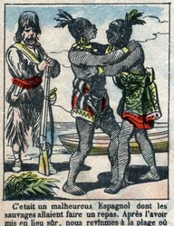 Ilustração para o Livro de Daniel Defoe (De foe) "Robinson Crusoe". Imagens epinais do final do século XIX.