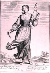 Ilustração representando uma pastora (gravura) (foto a p/b)