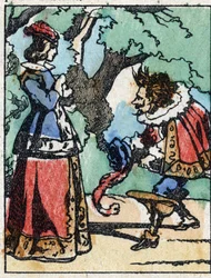 Ilustração de "Riquet a la houppe", conto de Charles Perrault (1628-1703), escritor francês. Gravura em madeira de "Imaging Pellerin" - Epinal, sd. Final do século XIX.