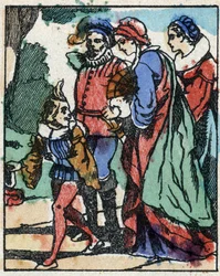 Ilustração de "Riquet a la houppe", conto de Charles Perrault (1628-1703), escritor francês. Gravura em madeira de "Imaging Pellerin" - Epinal, sd. Final do século XIX.