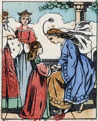 Ilustração de "Riquet a la houppe", conto de Charles Perrault (1628-1703), escritor francês. Gravura em madeira de "Imaging Pellerin" - Epinal, sd. Final do século XIX.