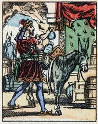 Ilustração para os Contos das Mil e Uma Noites. Ali-Baba (Ali Baba). Gravura em madeira de Imaging Pellerin - Epinal, sd. Final do século XIX.