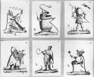 Ilustração de &39;Gargantua and Pantagruel&39;, de François Rabelais (gravura)