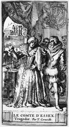 Ilustração de Le Comte dEssex, de Thomas Corneille (1625-1709), publicada em 1680