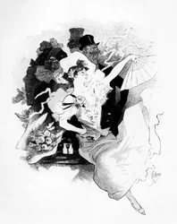 Ilustração do cartaz anunciando o primeiro Grand Bal Masque Theatre de LOpera, Paris, por Jules Cheret, 1896