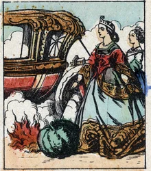 Ilustração do conto de Charles Perrault "Cinderela ou O Pequeno Chinelo de Vidro". Gravura em madeira de Imaging Pellerin - Epinal, sd. Final do século XIX.