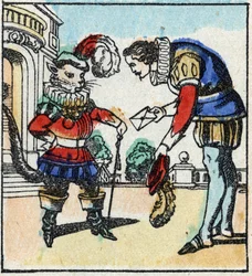 Ilustração do conto de Charles Perrault "The Cat Botte". Gravura em madeira de Imaging Pellerin - Epinal, sd. Final do século XIX.