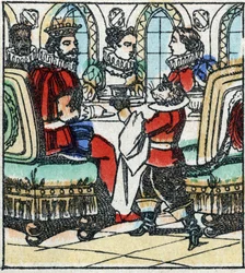 Ilustração do conto de Charles Perrault "The Cat Botte". Gravura em madeira de Imaging Pellerin - Epinal, sd. Final do século XIX.