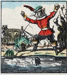 Ilustração do conto de Charles Perrault "The Cat Botte". Gravura em madeira de Imaging Pellerin - Epinal, sd. Final do século XIX.