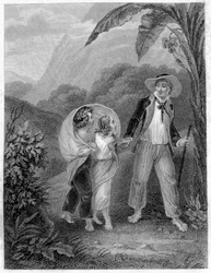 Ilustração de “Paul e Virginia” ”. Romano de Henri Bernardin de Saint Pierre (Saint-Pierre ou St-Pierre), escritor francês (1737-1814).