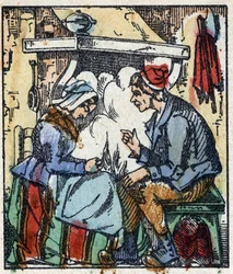 Ilustração do conto "Le petit poucet", de Charles Perrault. Gravura em madeira de Imaging Pellerin - Epinal, sd. Final do século XIX.