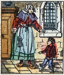 Ilustração do conto "Le petit poucet", de Charles Perrault. Gravura em madeira de Imaging Pellerin - Epinal, sd. Final do século XIX.