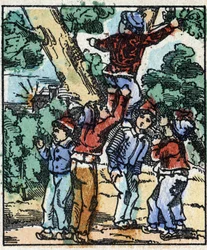 Ilustração do conto "Le petit poucet", de Charles Perrault. Gravura em madeira de Imaging Pellerin - Epinal, sd. Final do século XIX.