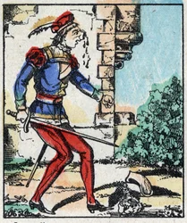 Ilustração do conto "As Aventuras do Grand Flandrin" Gravura em madeira de Imaging Pellerin - Epinal, sd. Final do século XIX.