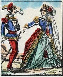 Ilustração do conto "As Aventuras do Grand Flandrin" Gravura em madeira de Imaging Pellerin - Epinal, sd. Final do século XIX.